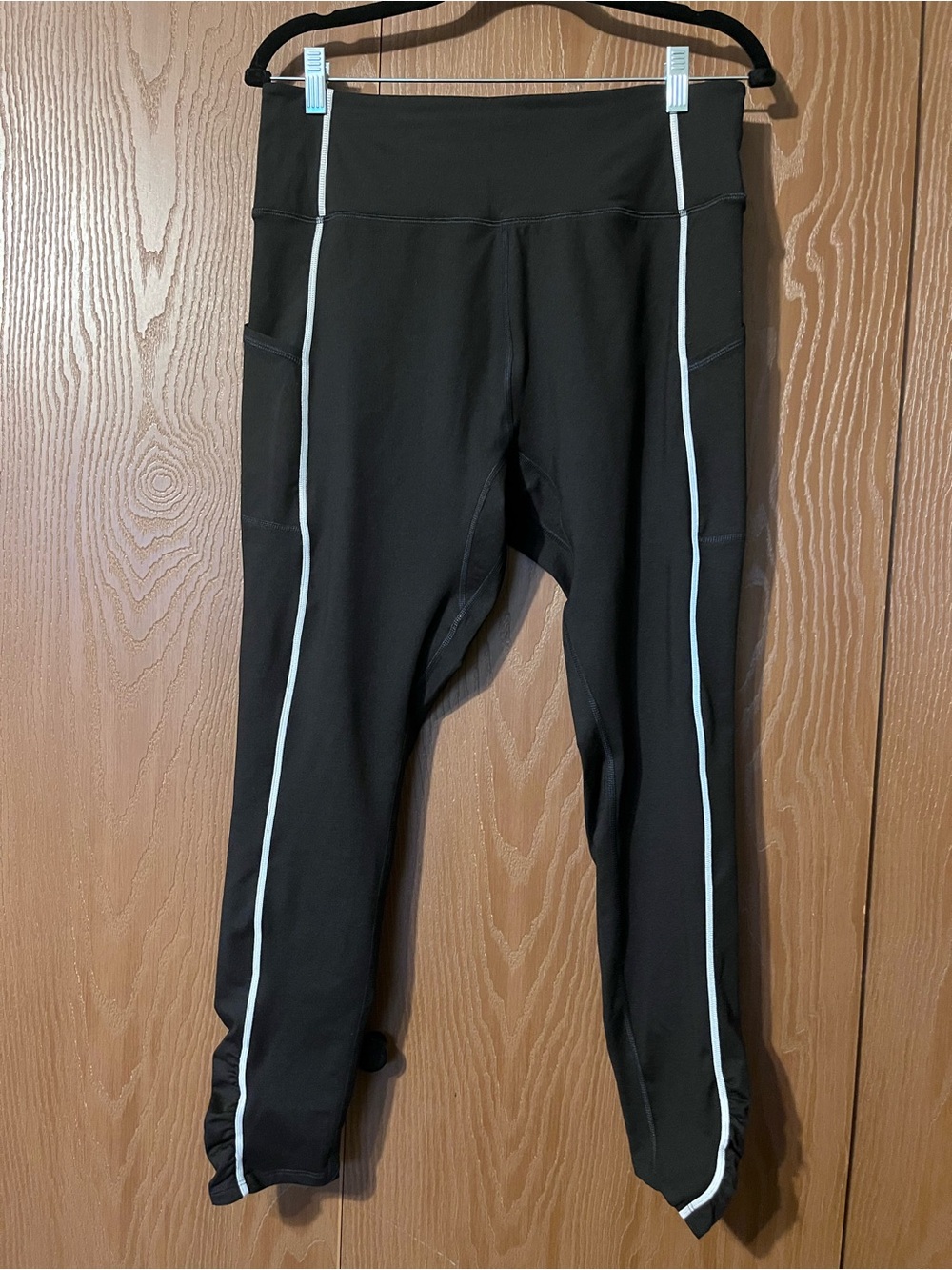 Free People Black Leggings with White Side Stripes